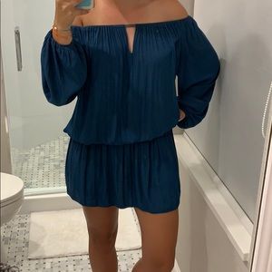 RAMY BROOKE Dark blue off the shoulder mini dress